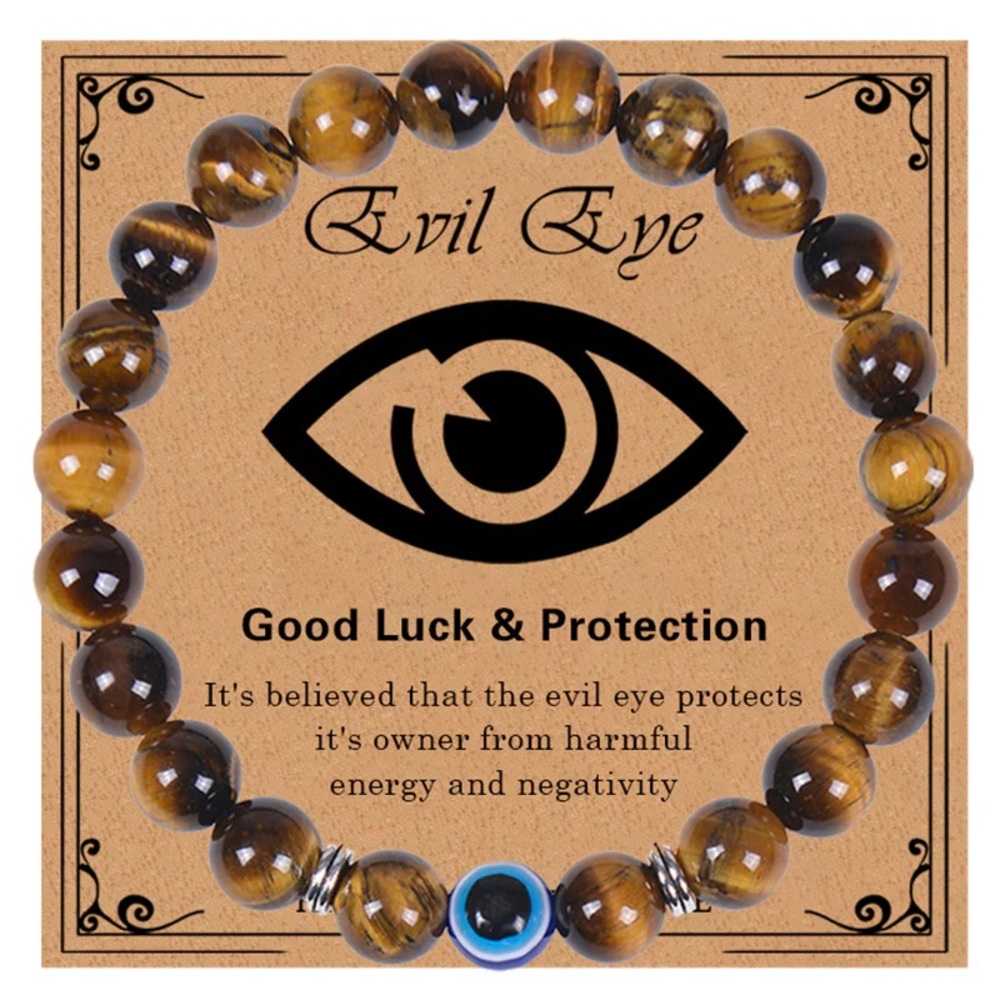 Brown Beaded Evil Eye Bracelet